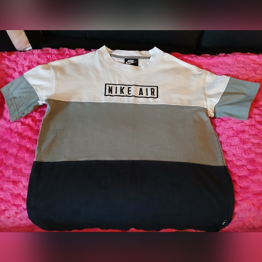 Nike Air Kids Tri-Tone Tee - White, Gray, and Black